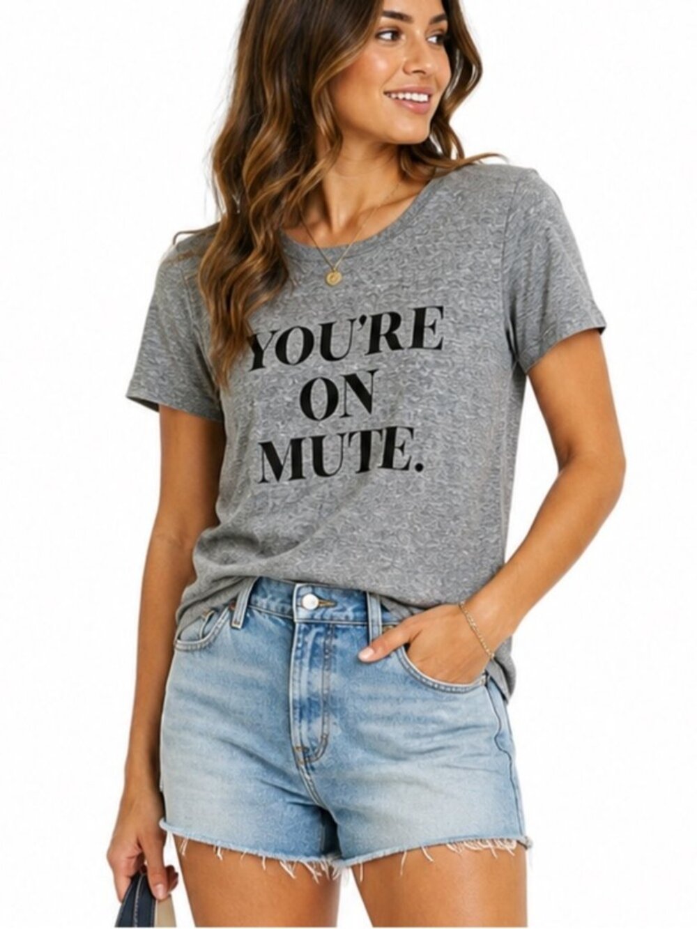 Torrid You're On Mute Graphic Tee Grey 1X Slim Fit Slub Knit Plus Size